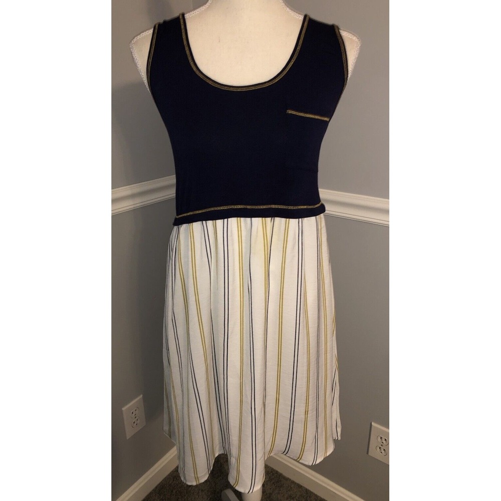 Hem and Thread Dress Womens Size Large Striped  Racerback Pocket